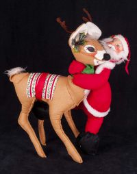 Annalee Reindeer with Santa Claus Posable Christmas Display Vtg 63 65